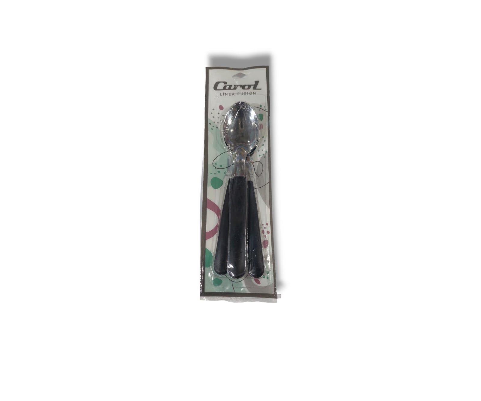 CUCHARA CAROL- X3 - 19CM - COLOR NEGRO