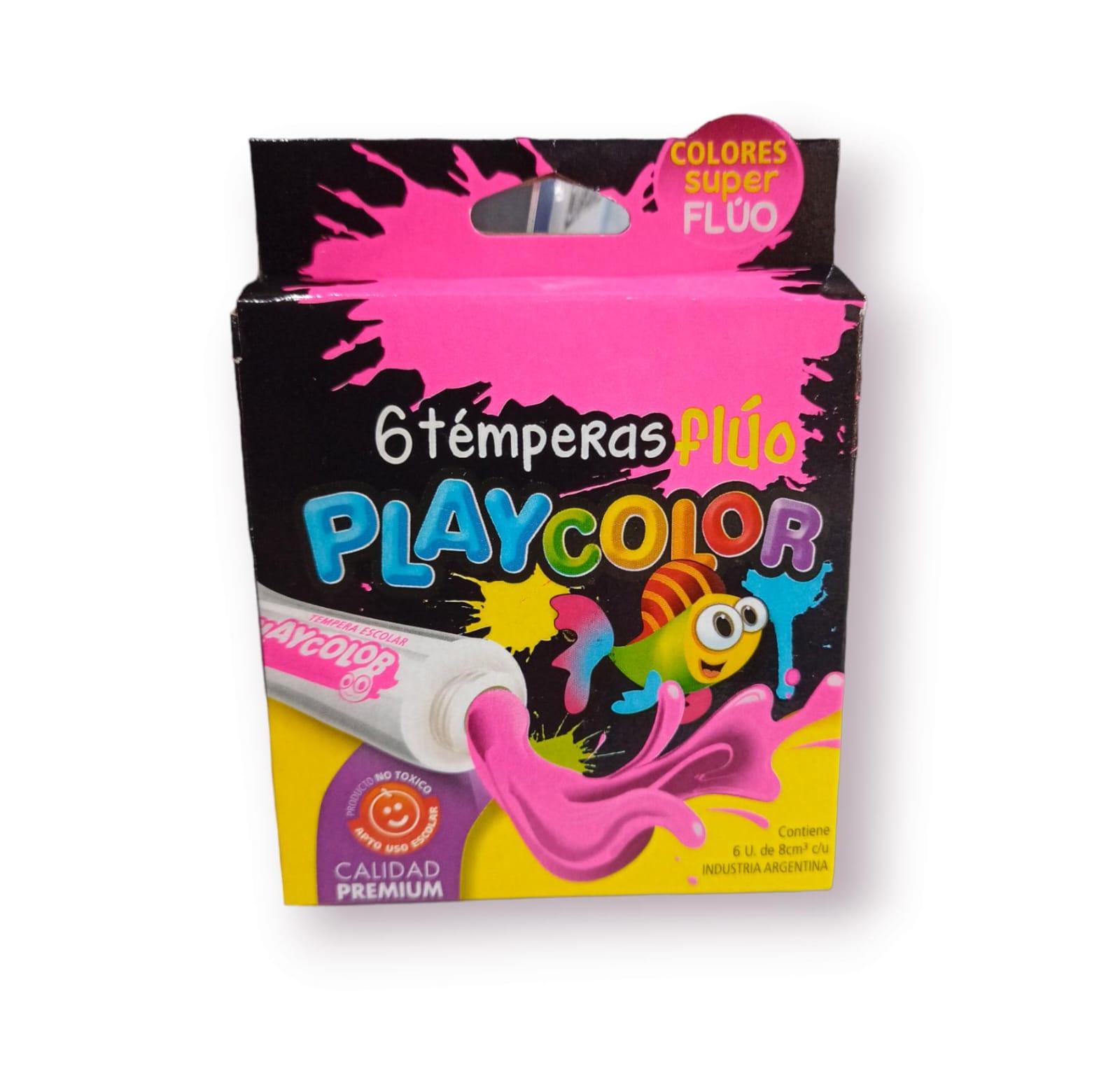 Temperas x6 colores fluor - 8cc -Playcolor