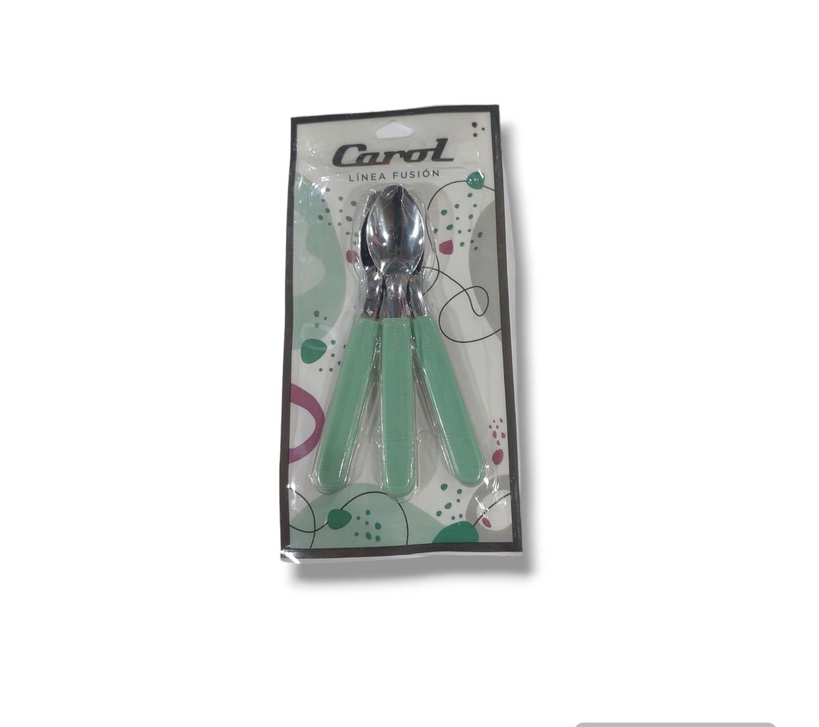 CUCHARITA CAROL- X3 - 13CM - COLOR VERDE