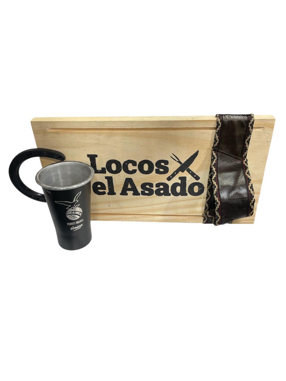 SET ASADO TABLA ESTAMPADA CHICA + VASO GRABADO