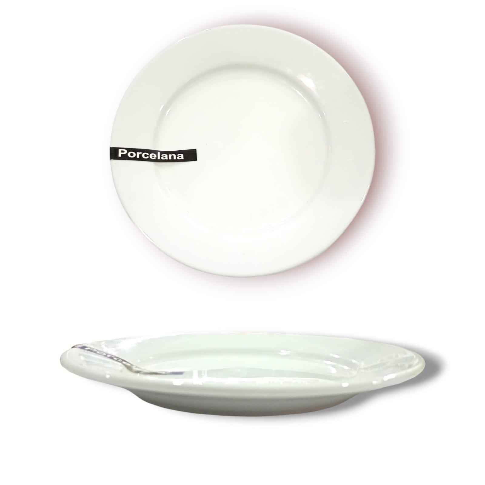 PLATO DE POSTRE DE PORCELANA- BLANCO- 20CM