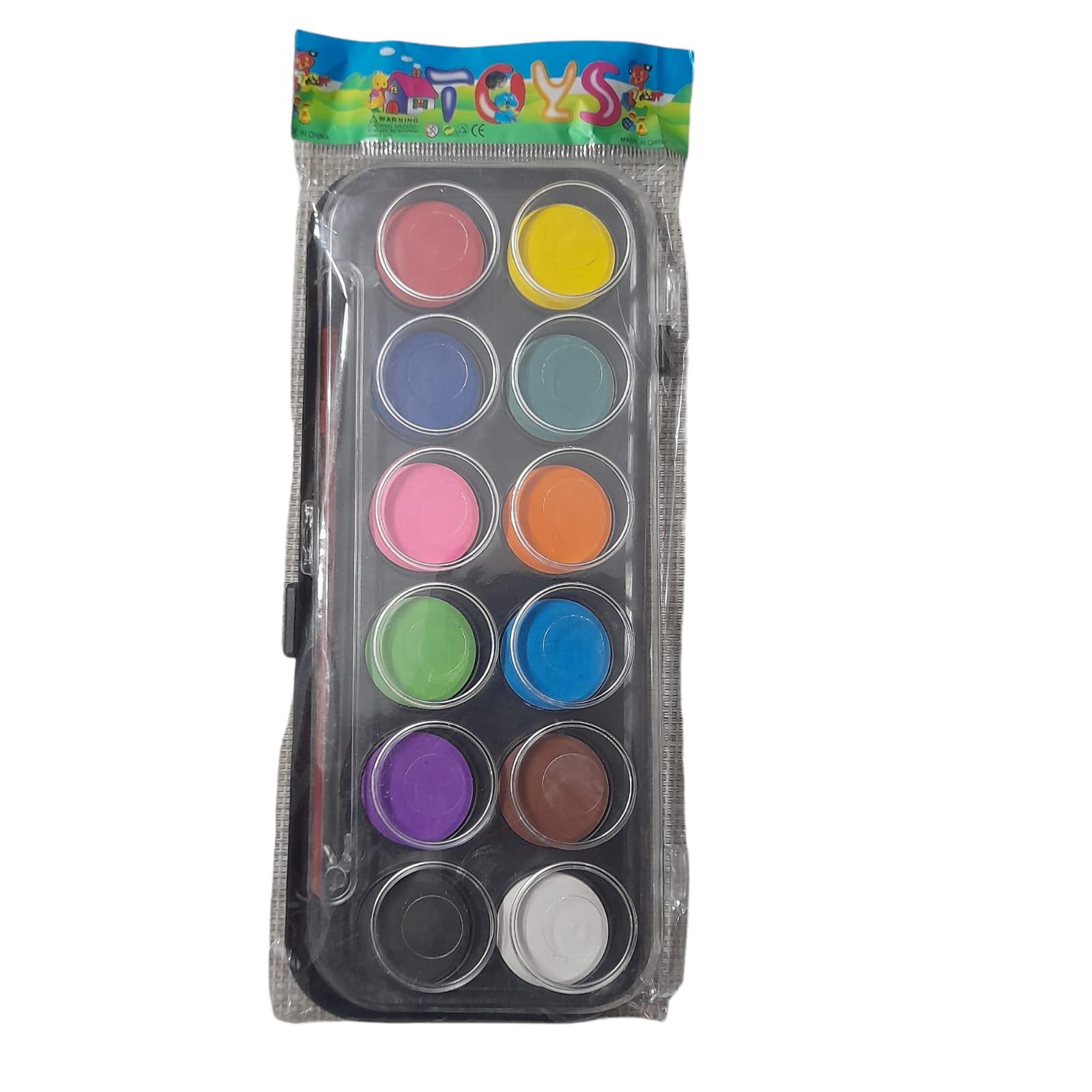 ACUARELA X 12 COLORES + PINCEL EN CAJA ACRILICA