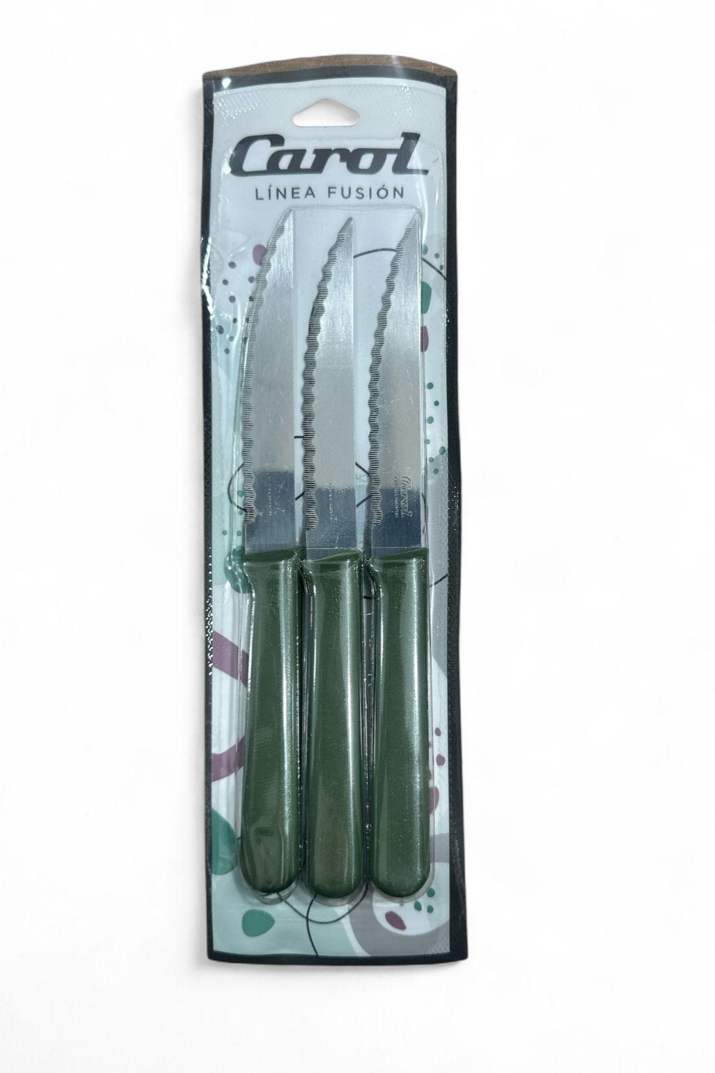  CUCHILLO X 3 UNIDADES CAROL VERDE