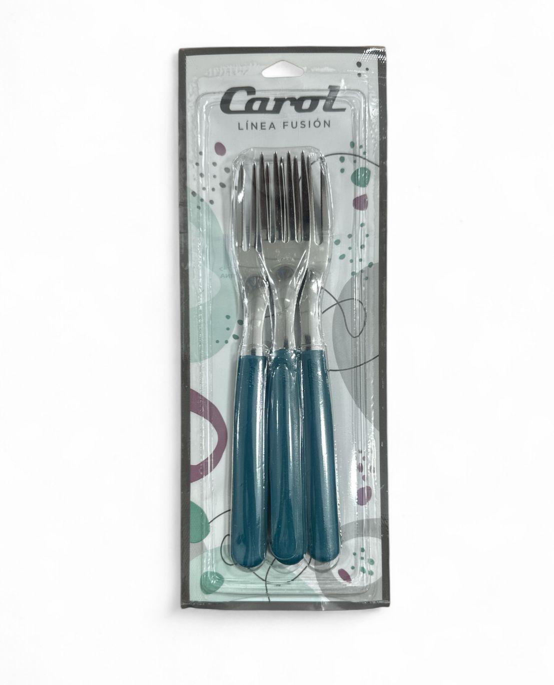 TENEDOR X 3 UNIDADES CAROL AZUL