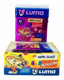 PAPEL GLACE X 10 UNIDADES EN COLORES METALIZADOS LUMA