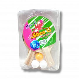 PALETA DE PING PONG +3 PELOTITAS- EN BLISTER- 24CM