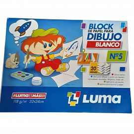 BLOCK DE DIBUJO N5 20 HOJAS BLANCAS LUMA