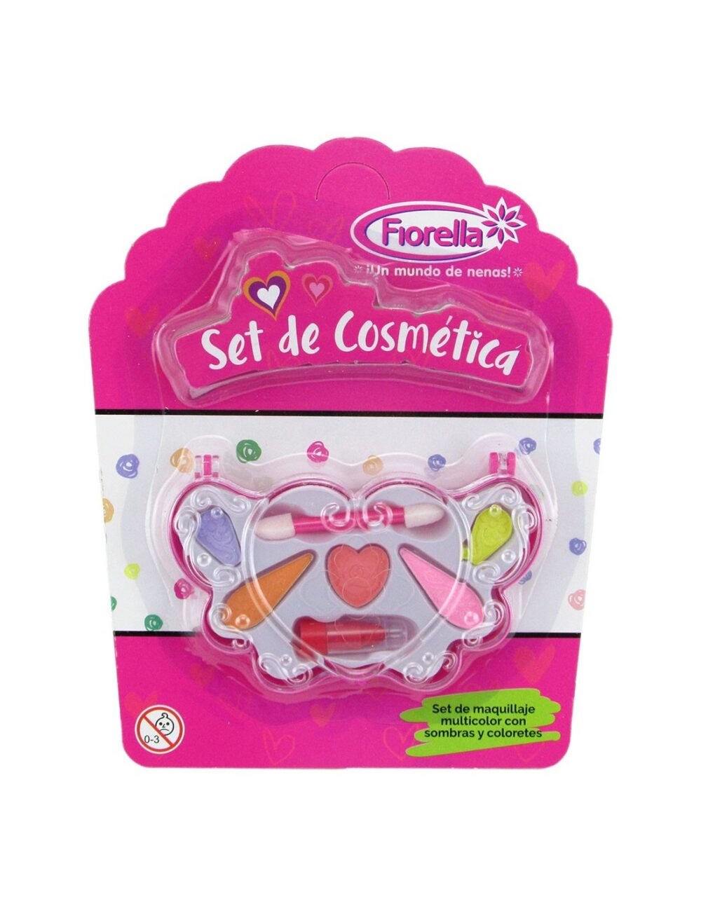 Set Cosmética Fiorella Chica Rectangular Tapa Cristal En Blíster