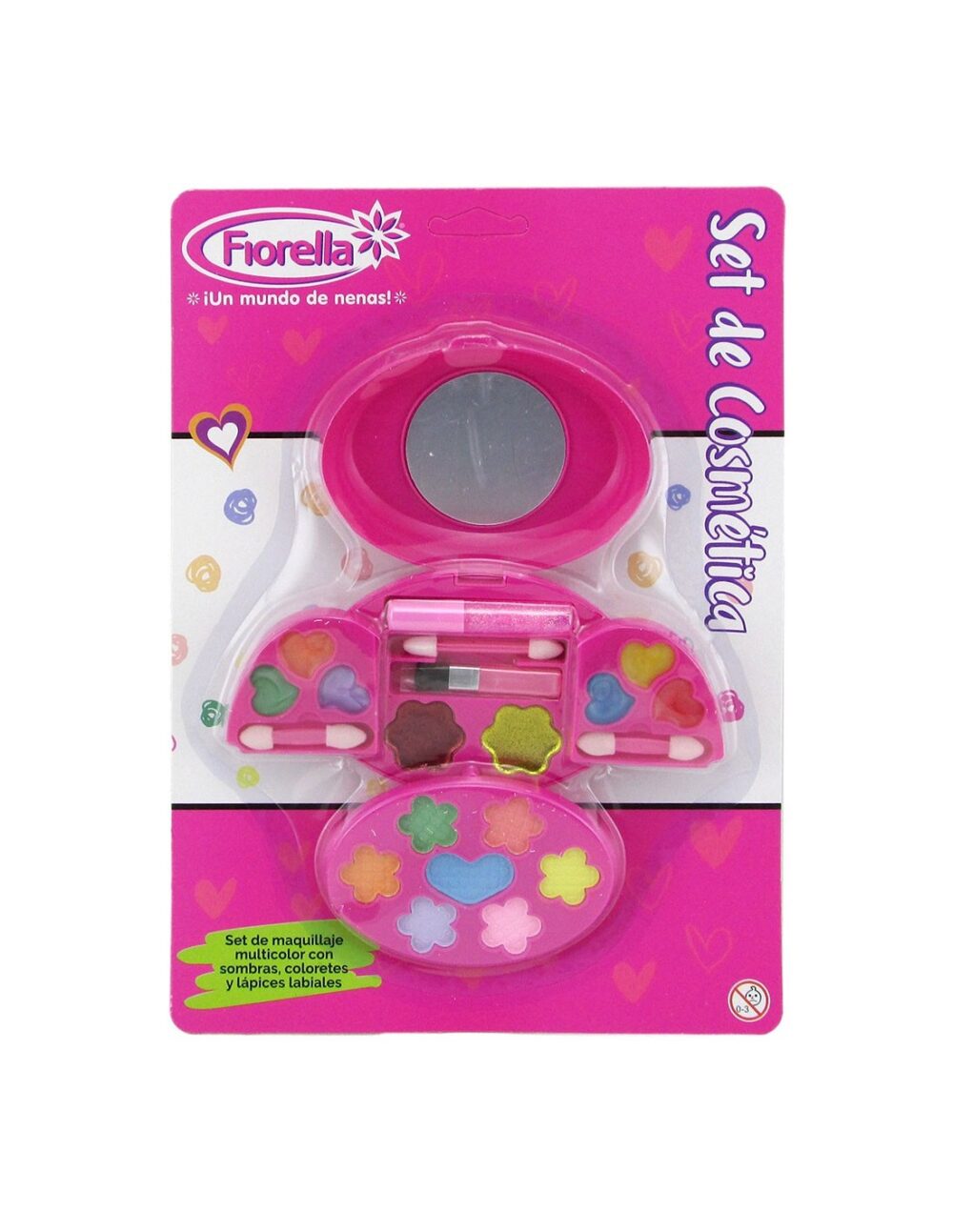 Set Cosmética Oval Plegable 4 Div.con Espejo  En Blíster