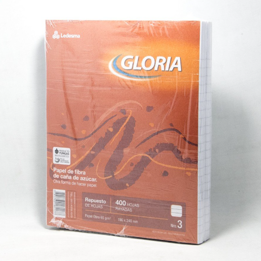 Repuesto N3 de 400 hojas Rayadas  Gloria  190X240mm