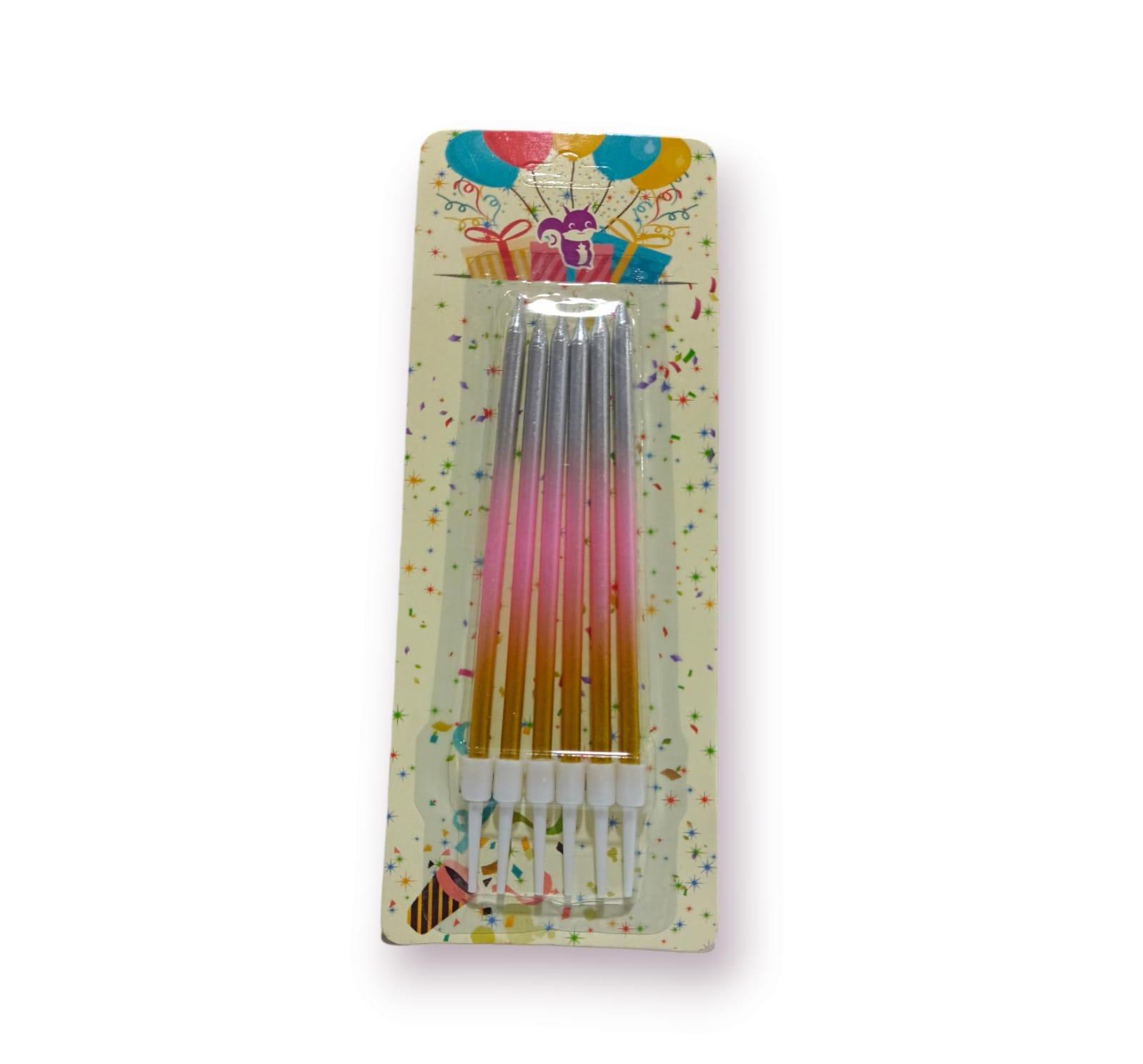 VELAS FINAS- DEGRADE- X6 UNIDADES- EN BLISTER- 14CM