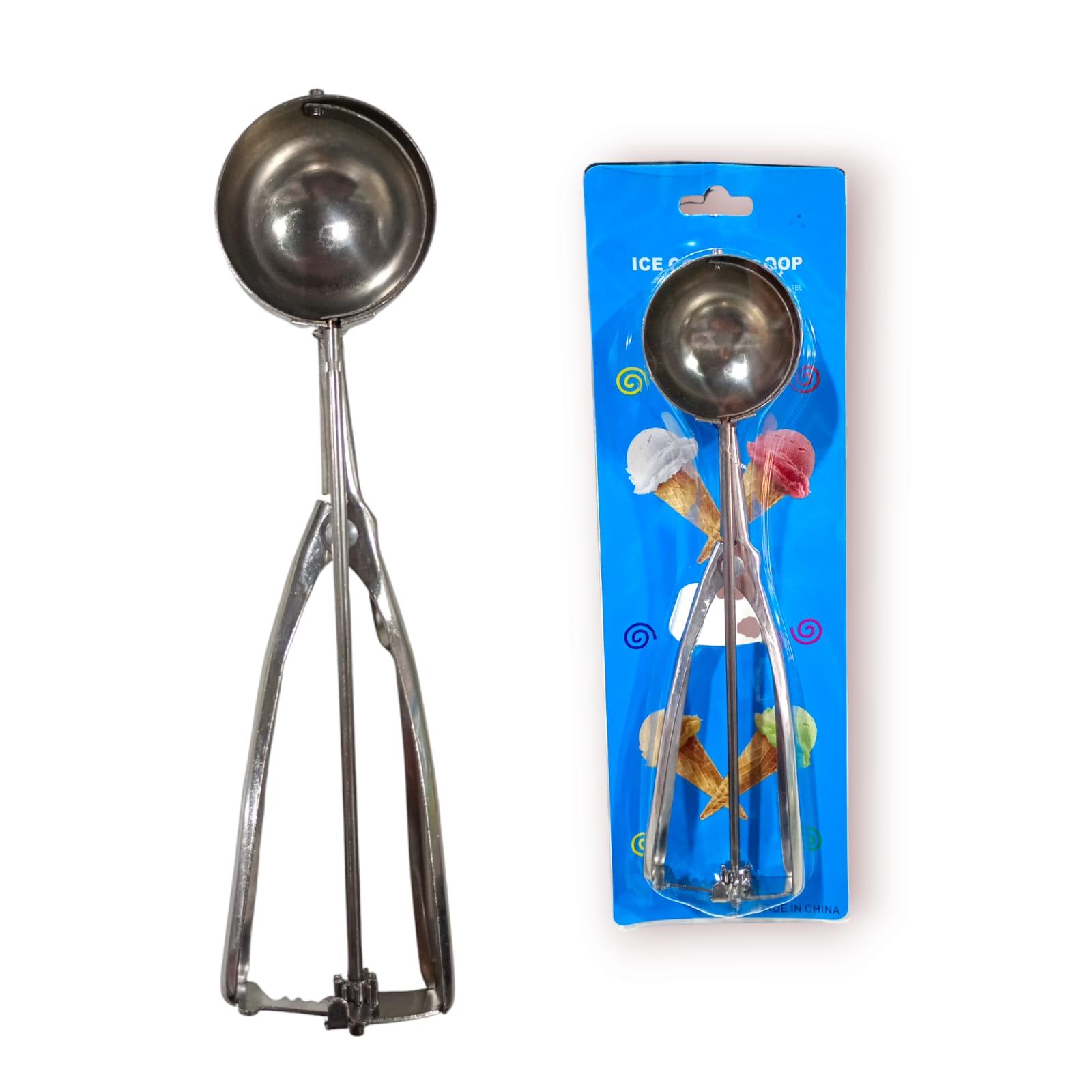 CUCHARA PARA HELADO DE METAL- EN BLISTER- 22CM