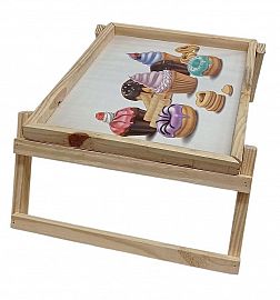 BANDEJA DESAYUNO MADERA CON PATAS 40CM ESTAMPADA