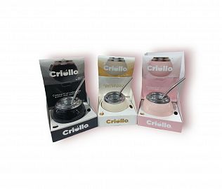 MATE DE CERAMICA CRIOLLO CON BOMBILLA EN CAJA