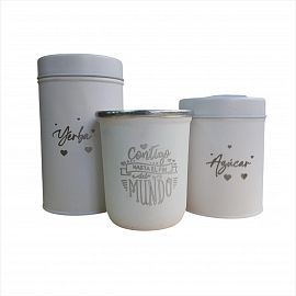 LATA YERBERA Y AZUCARERA + MATE DE ALUMINIO ESTAMPADA