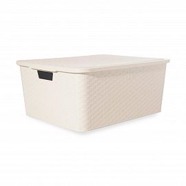 CANASTO CAJA ORGANIZADORA SIMIL RATTAN MEDIANO CON TAPA OFERTA X 6 UNIDADES