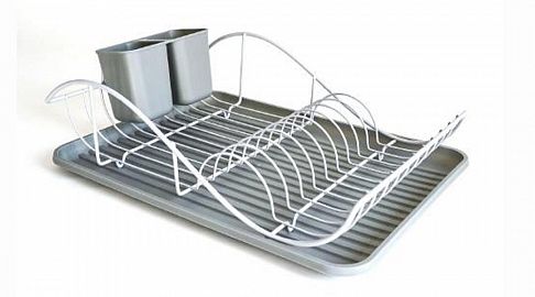 SECAPLATOS Y CUBIERTOS CURVO+BANDEJA GRIS