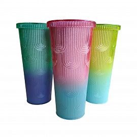 VASO PLASTICO 700ML T/LARGO ARCO IRIS+SORBETE