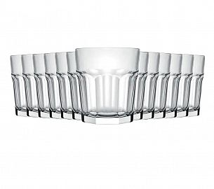 OFERTA X 12 UNIDADES!VASO VIDRIO FACETADO T/CORTO 320ML NADIR